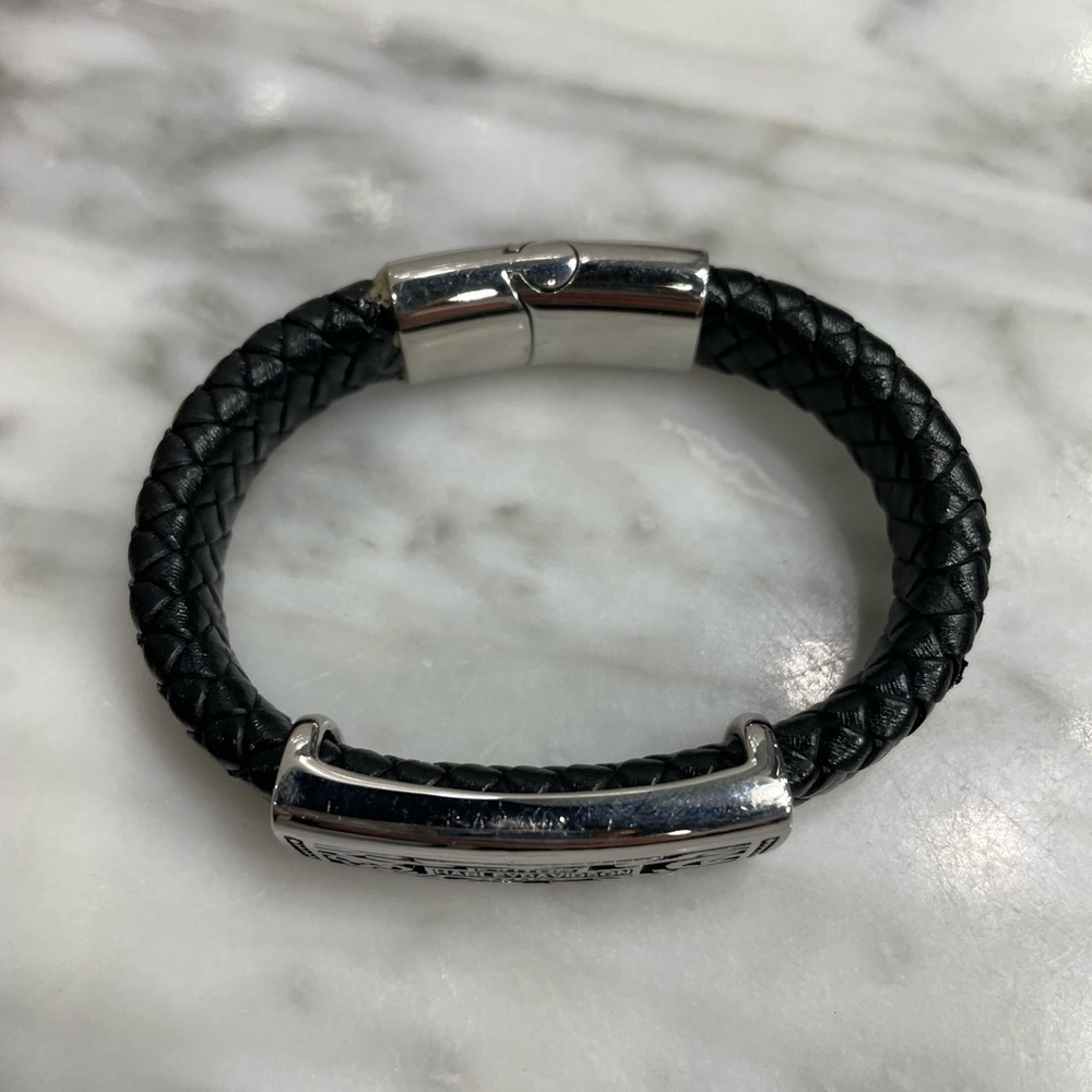 Harley Davidson Black Leather Bracelet with Silver Clasp - Picture 2 of 5